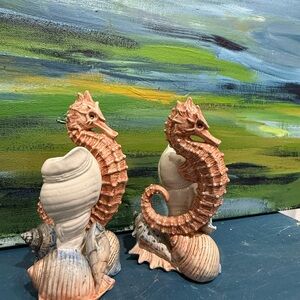 Seahorse Ceramic Sculpture Set - Coral and Cream
